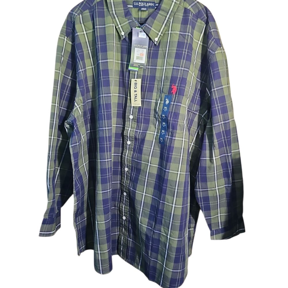 U.S. Polo Assn. Green and Blue Casual Button Down Shirt